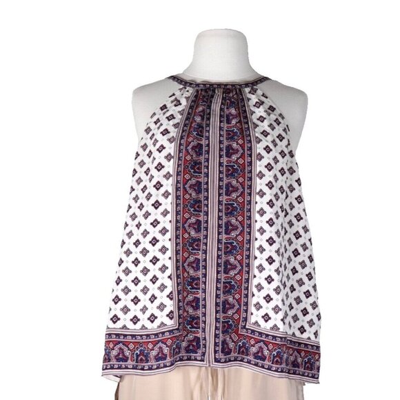 Joie Women's Medium Multicolor White Tank Top Sleeveless Silk Paisley Blouse - Picture 1 of 6